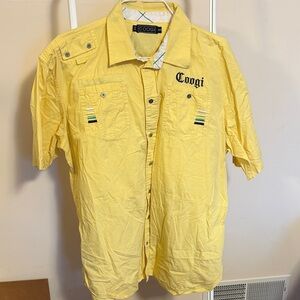 Coogi short sleeved button front shirt yellow size XXXL